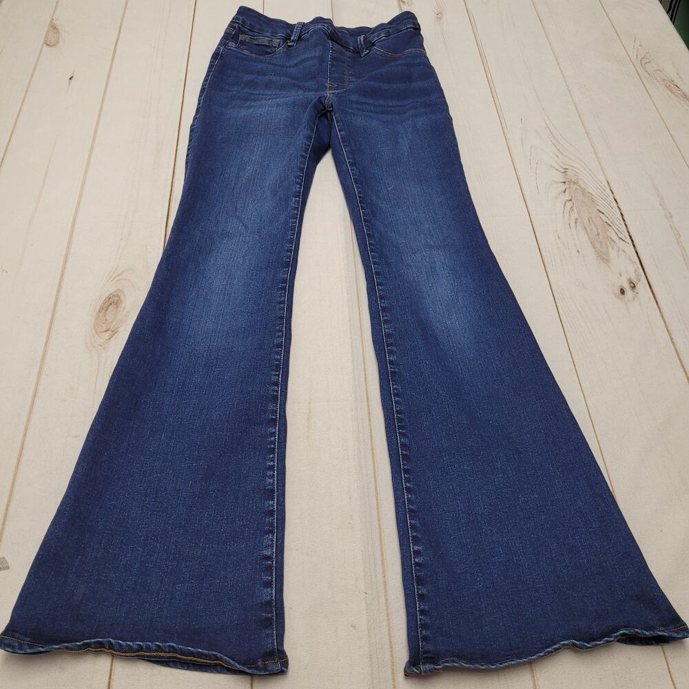 Good American power stretch pull on flare jeans dark wash indigo large - Picture 2 of 11